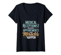 Womens Medical Receptionist Making Appointments and Miracles Happen V-Neck T-Shirt