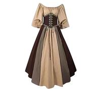 Womens Medieval Corset Dress UK Deals Ladies Gothic Lace up Dress Ruffle Sleeve Dresses Vintage Renaissance Dresses Cold Shoulder A-Line Dress Goth Dress Halloween Dresses Casual Party Cocktail