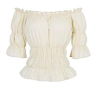Women's Medieval Corset Top with Puff Sleeves - Bustier Top for Women Off the Shoulder Renaissance Costume Halloween Costume Solid Colour Pleated for Goth Court Victorian Carnival Retro Punk Cosplay