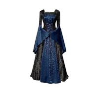 Womens Medieval Costume Renaissance Punk Dress UK Sale Clearance Ladies Lace Up Dresses Trumpet Sleeve Skirt Gothic Long Dress 2024 Halloween A-Line Costumes Elegant Wedding Evening Gowns