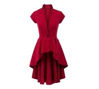 Women's Medieval Court Dress Gothic Deep V-Neck Paneled Dresses Ladies Renaissance Costume Sexy A-Line Dress Elegant Short Sleeve Vintage Dresses Halloween Steampunk Victorian Uniform Party Gown Red