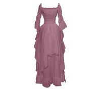 Womens Medieval Dress Elasticated Waist Vintage Dresses Renaissance Victorian Cottagecore Maxi Dress with Trump Sleeve Elegant Retro A-Line Party Dresses