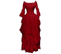Womens Medieval Dress Elasticated Waist Vintage Dresses Renaissance Victorian Cottagecore Maxi Dress with Trump Sleeve Elegant Retro A-Line Party Dresses