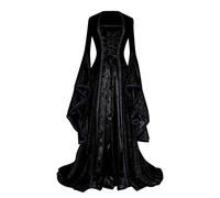 Women's Medieval Dress Trumpet Sleeve Vintage Court Style Cosplay Victorian Renaissance Fluid Cut Large Size Gothic Halloween Carnival Chic Princess Dress for Party Stage