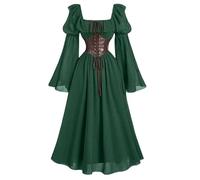 Womens Medieval Dresses Flare Sleeve Midi Corset Traditional Irish Dress Fairy Costume Renaissance Cosplay Fancy Dresses Pirate Gothic Punk Halloween Costumes Prom Christmas Clothes for Birthdays