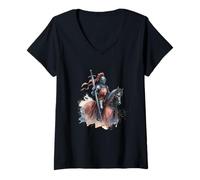 Womens Medieval Knight Children's Knight Armor Horse Fairy Tale Heroes V-Neck T-Shirt