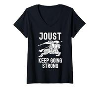 Womens Medieval Knight Renaissance Armor Horseback Jousting V-Neck T-Shirt