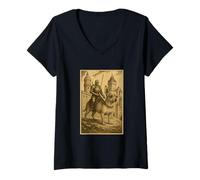 Womens Medieval Knight Riding a Chihuahua Fantasy Art Surreal Rider V-Neck T-Shirt