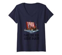 Womens Medieval Norse Viking History - Make The Rus Great Again V-Neck T-Shirt