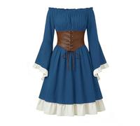 Women's Medieval Pirate Costume Renaissance Dress with Corset and Belt