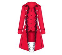Womens Medieval Renaissance Tailcoat Gothic Lace Stitching Jacket Triple Breasted Vintage Tuxedo Steampunk Coat Victorian Swallow Tail Frock Coat Uniform Costume Punk Clothing Plus Size Overcoat