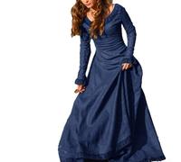 Womens Medieval Robe Dress Featuring Comfortable Fabric, Ideal Choice for Various Costumed Events and Cosplay (M Blue)