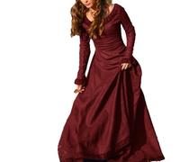 Womens Medieval Robe Dress Featuring Comfortable Fabric, Ideal Choice for Various Costumed Events and Cosplay (2XL Red)