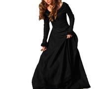 Womens Medieval Robe Dress Featuring Comfortable Fabric, Ideal Choice for Various Costumed Events and Cosplay (L Black)