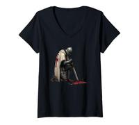 Women's Medieval Templar Knight & Holy Crusader Warrior V-Neck T-Shirt