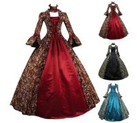 Women's Medieval Victorian Queen Ball Gown Gothic 1800s Rococo Lace Bell Sleeve Renaissance Fancy Dress Royal Court Masquerade Halloween Costume Vintage Tea Party Prom Outfit