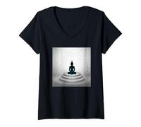 Womens Meditating Buddha V-Neck T-Shirt