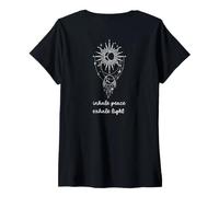 Women's Meditations Esoteric Sun Mystical Inhale Peace Yoga V-Neck T-Shirt