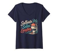 Women's Mediterranean Cruise Vacation Saltwater Solves Everything V-Neck T-Shirt