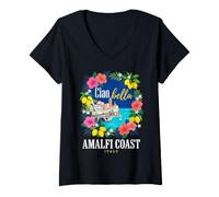 Women's Mediterranean Sea Vacation Amalfi Coast Italy V-Neck T-Shirt