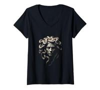 Womens Medusa Gorgon Head Mythological Snake Hair Art V-Neck T-Shirt