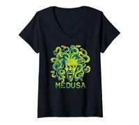 Womens Medusa Gorgon Monster Greek Myth Fierce Stare V-Neck T-Shirt