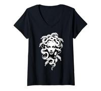 Women's Medusa Gr oddess Snake Serpent V-Neck T-Shirt