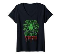 Womens Medusa Greek Mythology Snake Hair Turn to Stone Queen Venom V-Neck T-Shirt