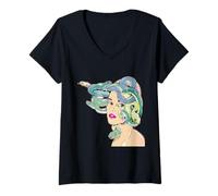 Womens Medusa Snake Hair Women V-Neck T-Shirt