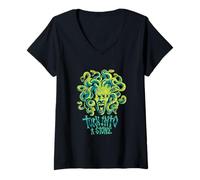 Womens Medusa: Turn Into A Stone - Greek Mythology Art V-Neck T-Shirt