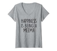 Women's Meema Gift: Happiness is Being A Meema V-Neck T-Shirt