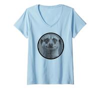 Womens Meerkat Op Art Wildlife Minimalist Design V-Neck T-Shirt