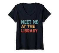 Womens Meet Me at The Library for Teachers and School Librarians V-Neck T-Shirt