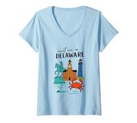 Womens Meet Me in Delaware State Icons Travel V-Neck T-Shirt