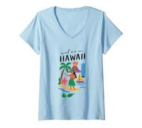 Womens Meet Me in Hawaii Vibrant Island Escape V-Neck T-Shirt