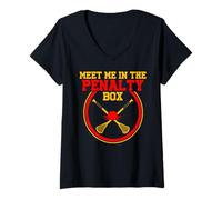 Womens Meet Me In The Penalty Box Lacrosse Attack Player V-Neck T-Shirt