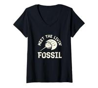 Womens Meet The Living Fossil Crabulous Funny Horseshoe Crab Hunter V-Neck T-Shirt
