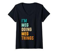 Womens Meg Personalized Name Birthday Gift Idea V-Neck T-Shirt