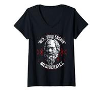 Womens Meh Good Enough Mediocrates t-shirt Funny Greek Philosophy V-Neck T-Shirt