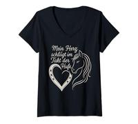 Womens Mein Herz Schlägt Im Takt Der Hufe V-Neck T-Shirt