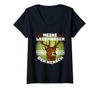 Women's Meine Lederhosen Trägt Noch Der Hirsch V-Neck T-Shirt