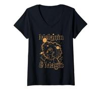 Womens Melanin and Magic Empowered Women Black History Everyday V-Neck T-Shirt
