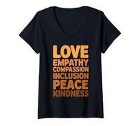 Women's Melanin History Love Empathy Compassion Peace Kindness V-Neck T-Shirt