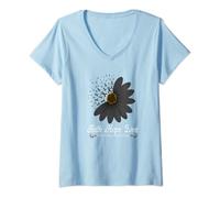 Womens Melanoma Awareness Faith Hope Love Black Ribbon Support Gift V-Neck T-Shirt
