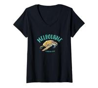 Womens Melbourne, Florida Sea Turtle Design V-Neck T-Shirt