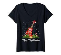 Womens Mele Kalikimaka Hawaiian Music Ukulele Guitar Christmas V-Neck T-Shirt