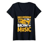 Womens Mellophone is the bacon of music V-Neck T-Shirt