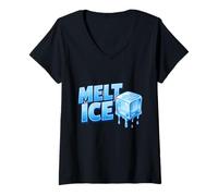 Women's MELT ICE Melting Ice Cube Cool Summer Vibes V-Neck T-Shirt