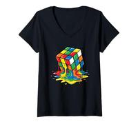 Women's Melting Cube Speed Cubing Puzzle Master V-Neck T-Shirt
