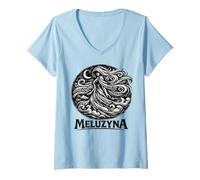 Women's Meluzyna Slavic Wind Spirit Moon Legend Design V-Neck T-Shirt